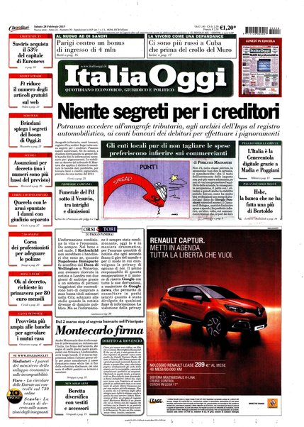 Italia oggi : quotidiano di economia finanza e politica